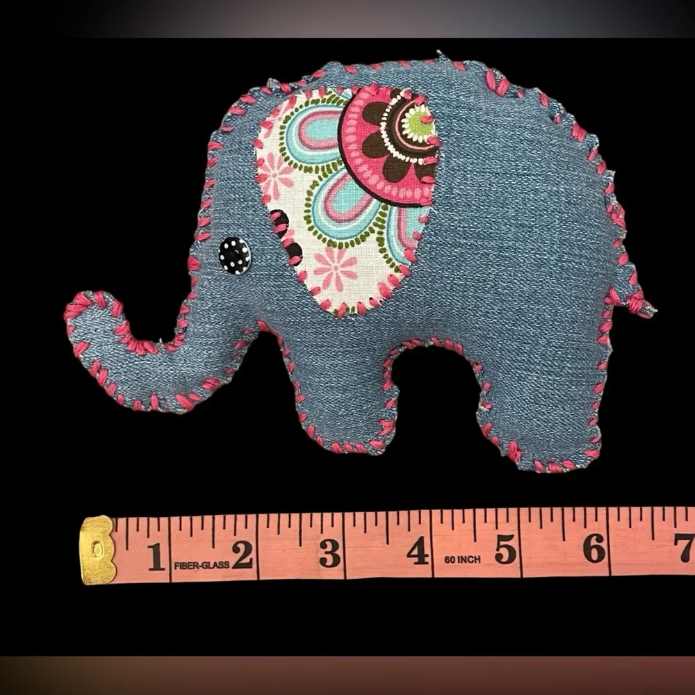 Handcrafted Denim Elephant Plush